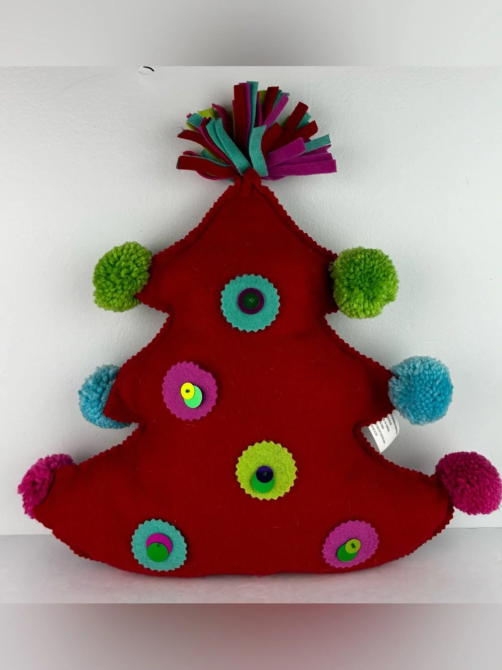 Plush Red Felt Stuffed Christmas Tree Pillow